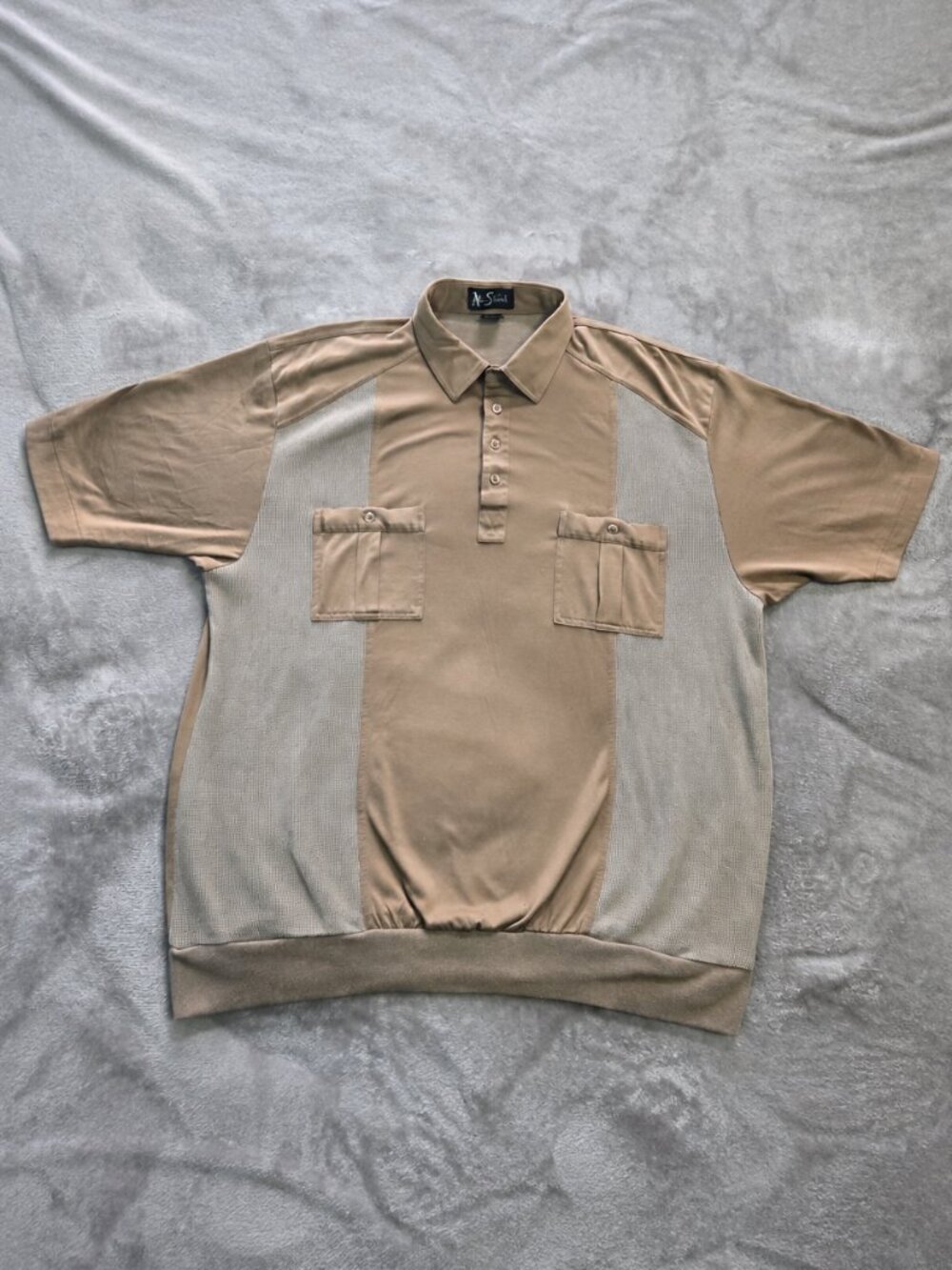 Vintage Alan Stuart Knit Polo Shirt Mens 2XLT Tall Banded Waist Brown Dadcore